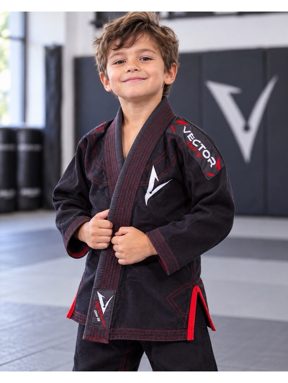 Vector Sports Attila Series BJJ Gi Jacket Black Red Brazilian Jiu Jitsu Gear K3